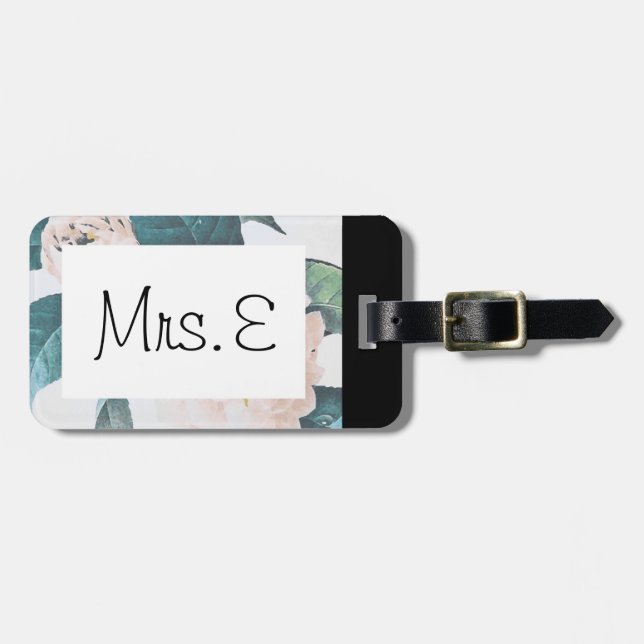 Person på bröllopsresa hänger lös märkren bagagebricka (Horisontell Framsida)