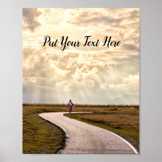 Person som går väg in i horisonten poster