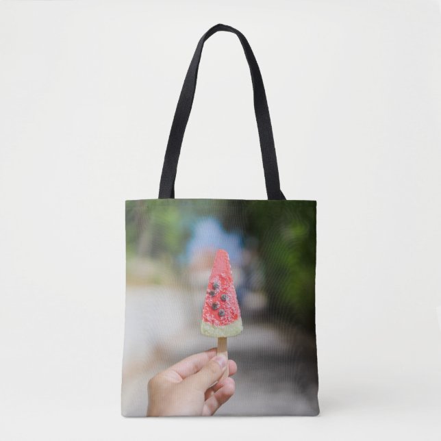Person som håller popsicle på morgonen tygkasse (Framsida)