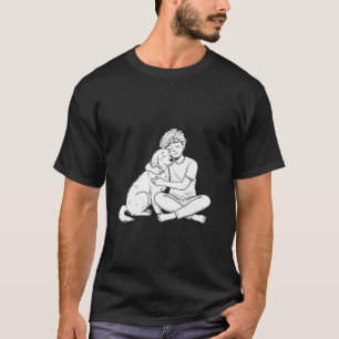 Person som kramar hund i skissartad doodle-stil t shirt