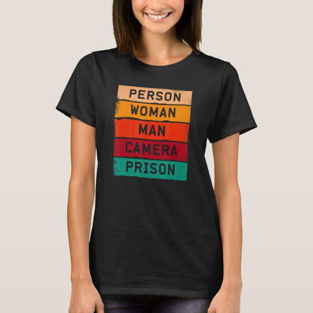 Person Woman Man Camera Prison Men Woman T Shirt (Framsida)
