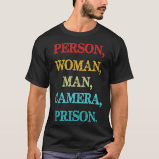 Person Woman Man Camera TV-fängelset Distress Retr T Shirt