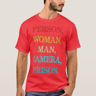 Person Woman Man Camera TV-fängelset Distress Retr T Shirt