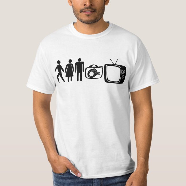 Person Woman Man Camera TV T Shirt (Framsida)