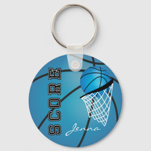 Personailize Blue Basketball Nyckelring