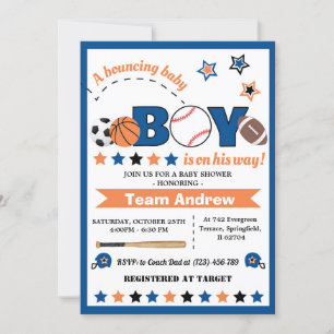 Personal All Star Baby Shower för pojke Inbjudningar