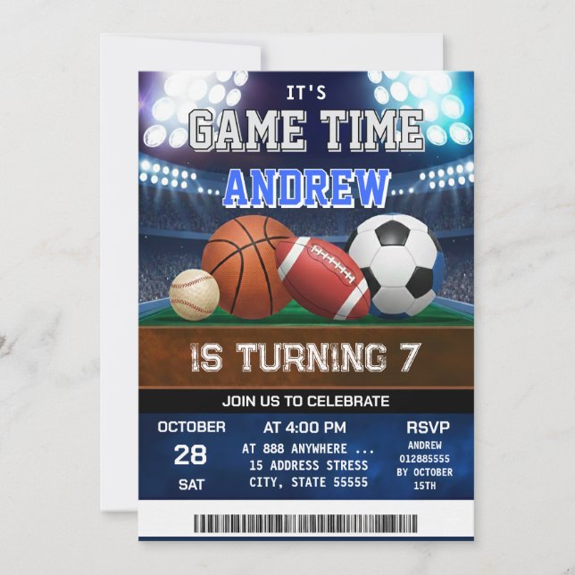 Personal All Star Sports Birthday Invitation Inbjudningar (Framsida)