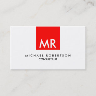 Personal Attractive Monogram Red Black White Visitkort