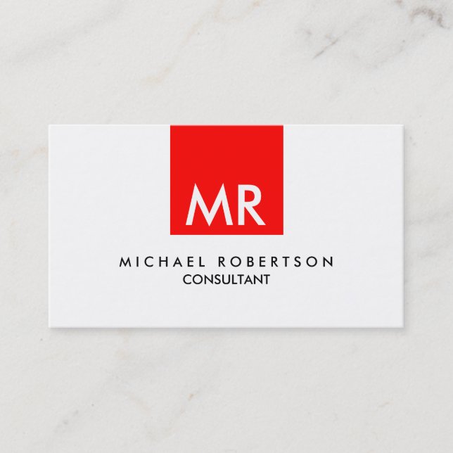 Personal Attractive Monogram Red Black White Visitkort (Framsida)