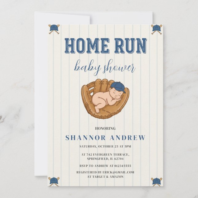 Personal Baseball Baby Shower Boy All Star Theme Inbjudningar (Framsida)