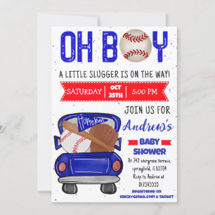 Personal Baseball Baby Shower Little Slugger Inbjudningar