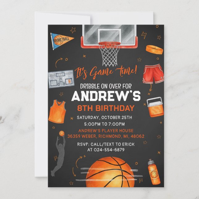 Personal Basketball Birthday for boy Inbjudningar (Framsida)