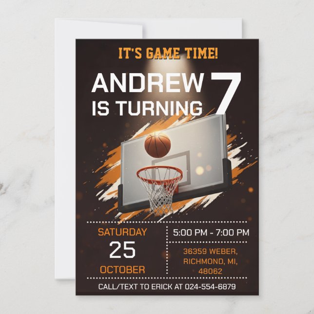 Personal Basketball Birthday Invitation Party Inbjudningar (Framsida)