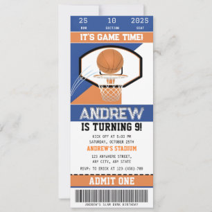 Personal Basketball Courtside Birthday Biljett Inbjudningar