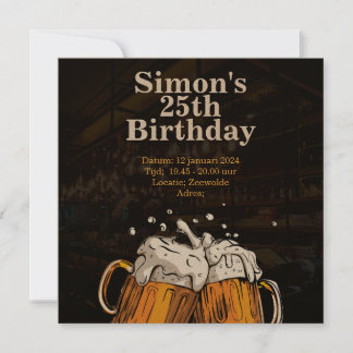 Personal Birthday invitation beer Inbjudningar