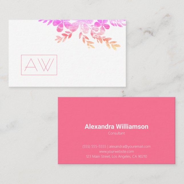 Personal Brand för Rosa av kvinnlig Professionell  Visitkort (Fram/baksida)