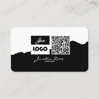 Personal business card with QR code Black & White Visitkort