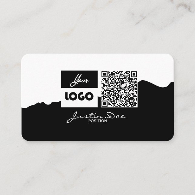 Personal business card with QR code Black & White Visitkort (Framsida)