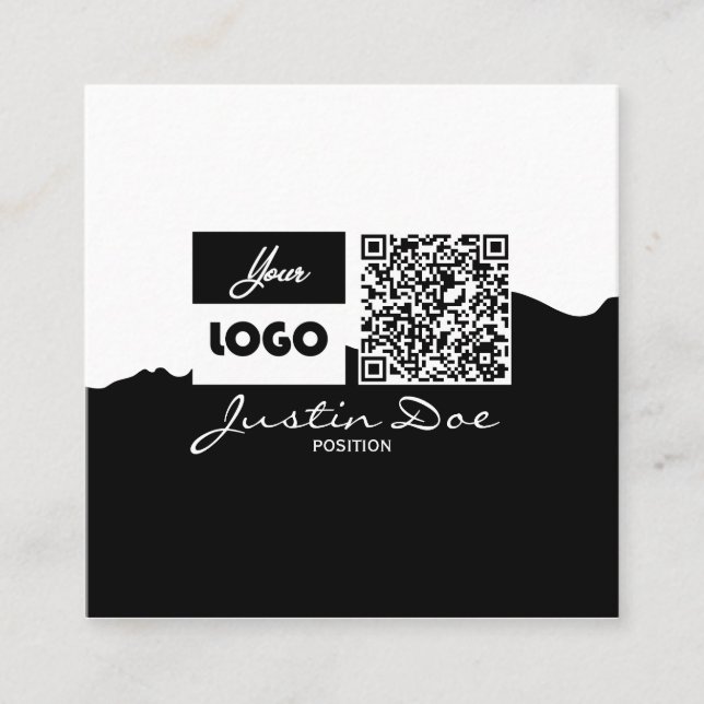 Personal Calling Card with QR code Black & White (Framsida)
