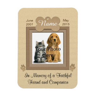Personal Cat eller Hund Memorial Beige Magnet