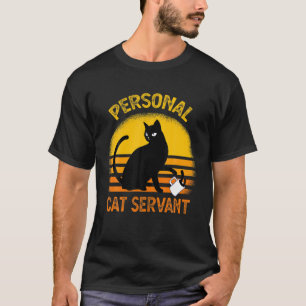 Personal Cat Servant Vintage Retro Funny Cat Lover T Shirt