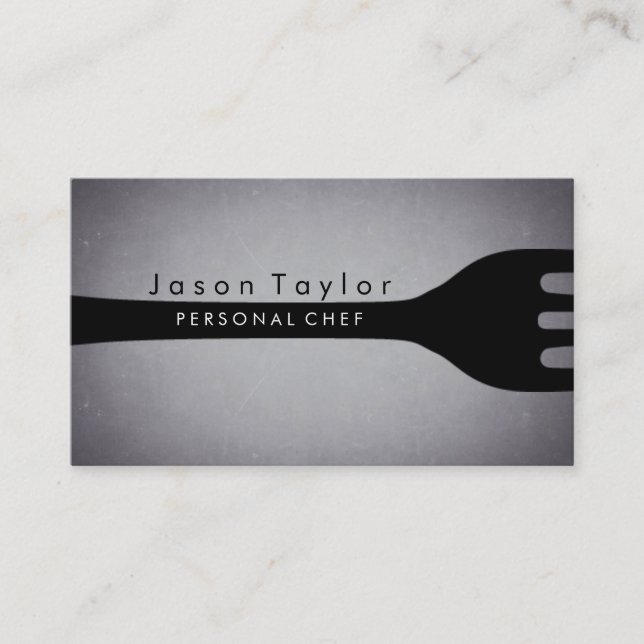 Personal Chef Catering Bakery Fork Blackboard Visitkort (Framsida)