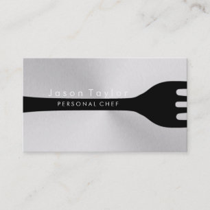 Personal Chef Catering Bakery Fork Steel Silver Visitkort