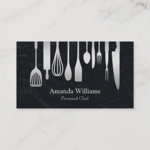 Personal Chef Catering Kitchen Silver Utensils Visitkort