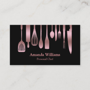 Personal Chef Catering Kitchen Silver Utensils Visitkort
