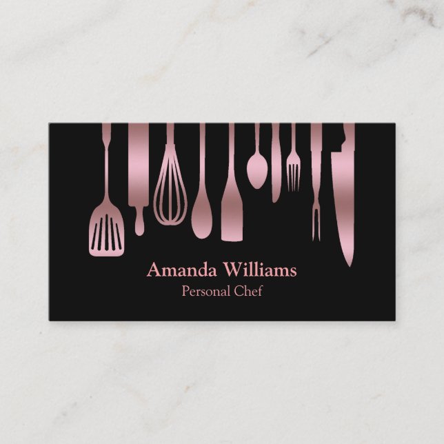 Personal Chef Catering Kitchen Silver Utensils Visitkort (Framsida)