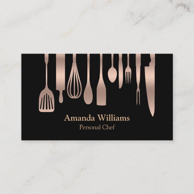Personal Chef Catering Kitchen Silver Utensils Visitkort (Framsida)