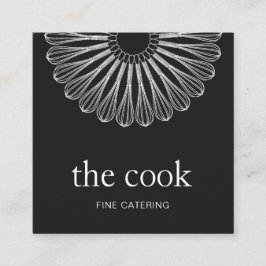 Personal Chef Catering White Whisk Black Fyrkantigt Visitkort