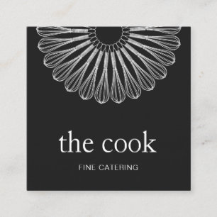 Personal Chef Catering White Whisk Black Fyrkantigt Visitkort