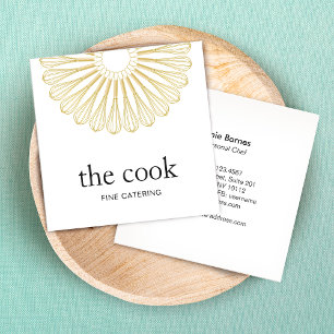 Personal Chef Logotyp Catering Whisk Cater Fyrkantigt Visitkort