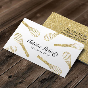 Personal Chef Modern Guld Whisk Pastry Bakery Visitkort