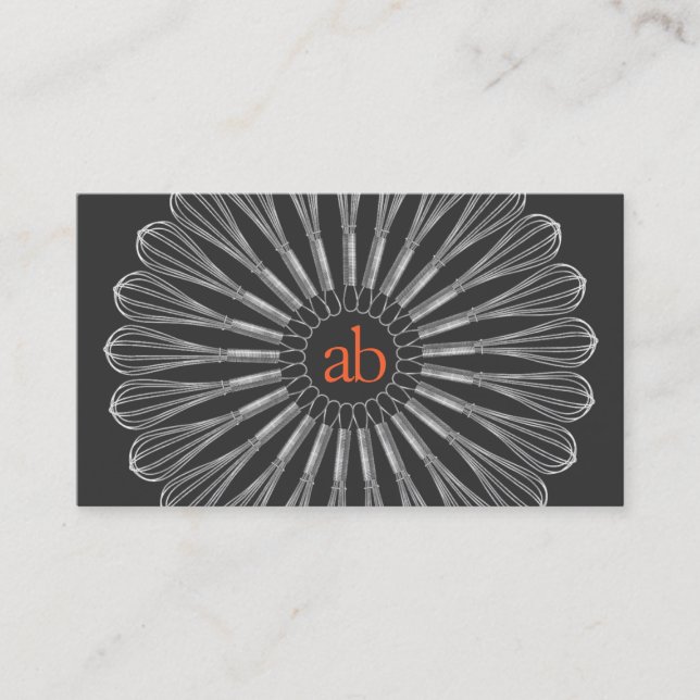 Personal Chef Monogrammed Whisk Logotyp Visitkort (Framsida)
