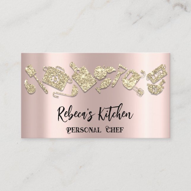 Personal Chef Restaurant Catering QR LogoRose Guld Visitkort (Framsida)
