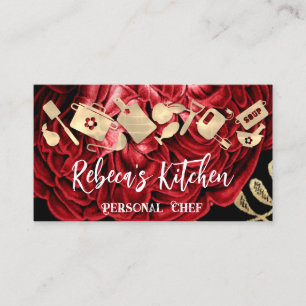 Personal Chef Restaurant Catering QR Logotyp Guld Visitkort