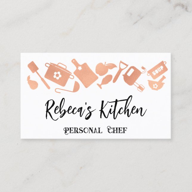 Personal Chef Restaurant Catering QR Logotyp White Visitkort (Framsida)