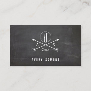 Personal Chef Retro Arrows and Cutlery Coola Black Visitkort