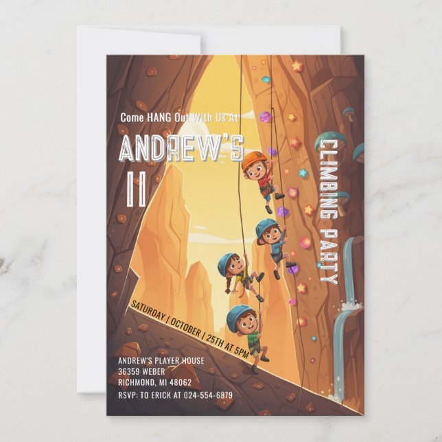 Personal Climbing Park Birthday Invitation Inbjudningar (Framsida)