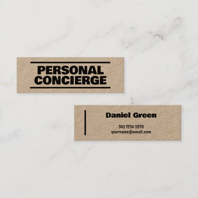Personal Concierge Kraft Mini Visitkort (Fram/baksida)