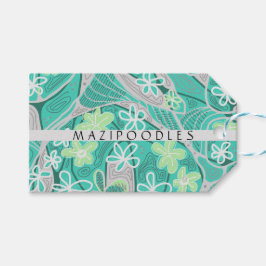 Personal Creative Floral Neuro Art Teal Green Presentetikett