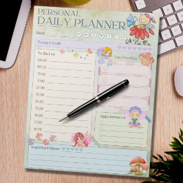 Personal Daily Planner Fairy Butterfly Mushroom Anteckningsblock