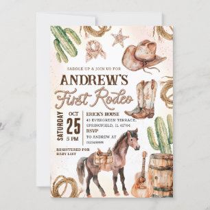 Personal First Rodeo Baby Shower Inbjudningar