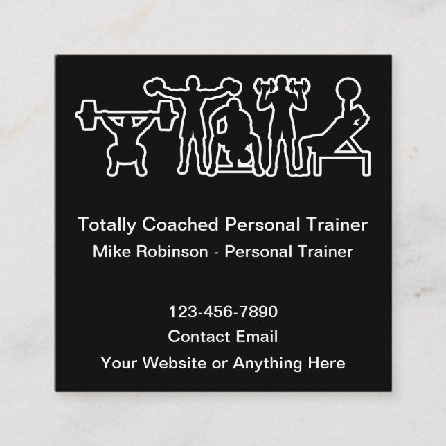 Personal Fitness Trainer Business Cards Unique Fyrkantigt Visitkort (Framsida)