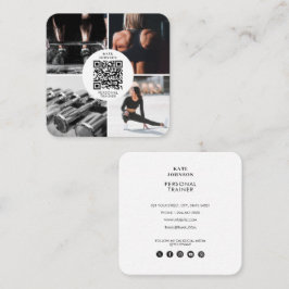 Personal Fitness Trainer Photo QR Social Media Fyrkantigt Visitkort