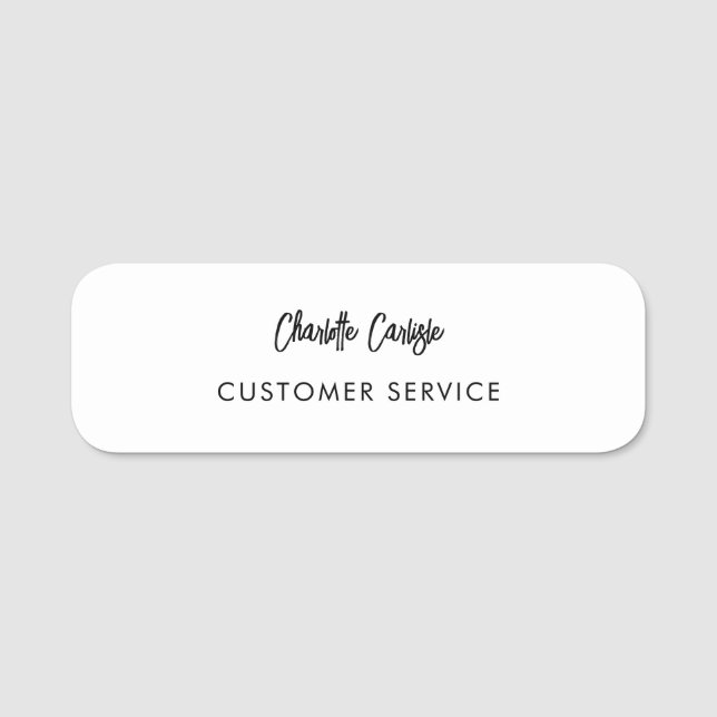 Personal för Modern hand Leted Script Customer Ser Namnbricka (Framsida)