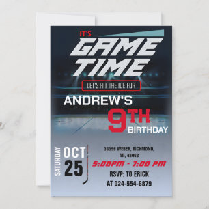 Personal Hockey Birthday med fotoinbjudan Inbjudningar
