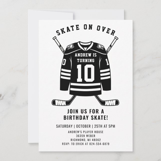 Personal Hockey Theme Birthday Party Invitation Inbjudningar (Framsida)
